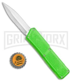 Lightning Zombie Edition Green D/A OTF Automatic Knife - Dagger Satin Serr -Grindworx Lightning Zombie Edition Green DA OTF Dagger Satin Serr BP 22658 jr bottlecap large