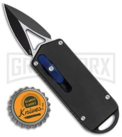 M3 Tactical Tech Rogue Black Aluminum D/A OTF Automatic Knife - Black Plain -Grindworx M3 Tactical Tech Rogue Black Aluminum DA OTF Auto Black GX 35098 jr bottlecap large