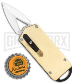 M3 Tactical Tech Rogue Brass/Black D/A OTF Automatic Knife - Satin Plain -Grindworx M3 Tactical Tech Rogue Brass Black DA OTF Auto Satin GX 35092 jr bottlecap large