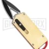 M3 Tactical Tech Rogue Brass/Orange D/A OTF Automatic Knife - Black Plain -Grindworx M3 Tactical Tech Rogue Brass Red DA OTF Auto Black GX 35095 jr large