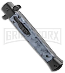 Mago 11" Black Smoke Abyss Stiletto OTF Automatic Knife - Dagger W/o Clip -Grindworx Mago 11in Black Smoke Abyss Stiletto OTF Auto without Clip Dagger GX 38931 jr spine large