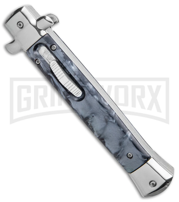 Mago 11" Black Smoke Abyss Stiletto OTF Knife - Dagger Silver Bolsters W/o Clip 4 Mago 11" Black Smoke Abyss Stiletto OTF Knife - Dagger Silver Bolsters W/o Clip - Image 2