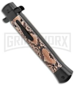 Mago 11" Diamondback Italian Bayonet OTF Automatic Knife - Black Bolsters 8 Mago 11" Diamondback Italian Bayonet OTF Automatic Knife - Black Bolsters -Grindworx Mago 11in Diamondback Italian Bayo OTF Auto Black Satin GX 37088 jr spine large