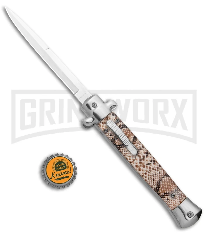Mago 11" Diamondback Italian Stiletto OTF Automatic Knife - Satin Bayo 7 Mago 11" Diamondback Italian Stiletto OTF Automatic Knife - Satin Bayo - Image 5