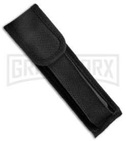 Mago 11" Black Smoke Abyss Italian Stiletto OTF - Dagger Silver Bolsters -Grindworx Mago 11in Italian Stiletto Smoke Abyss Satin Dagger GX 37157 jr sheath large