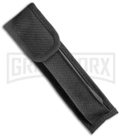 Mago 11" Bayonet Italian Stiletto OTF Knife Red W/Polished Bolster - Satin Plain -Grindworx Mago 11in Red Bayo Italian Stiletto OTF Auto Satin Silver Boster GX 36174 jr sheath large