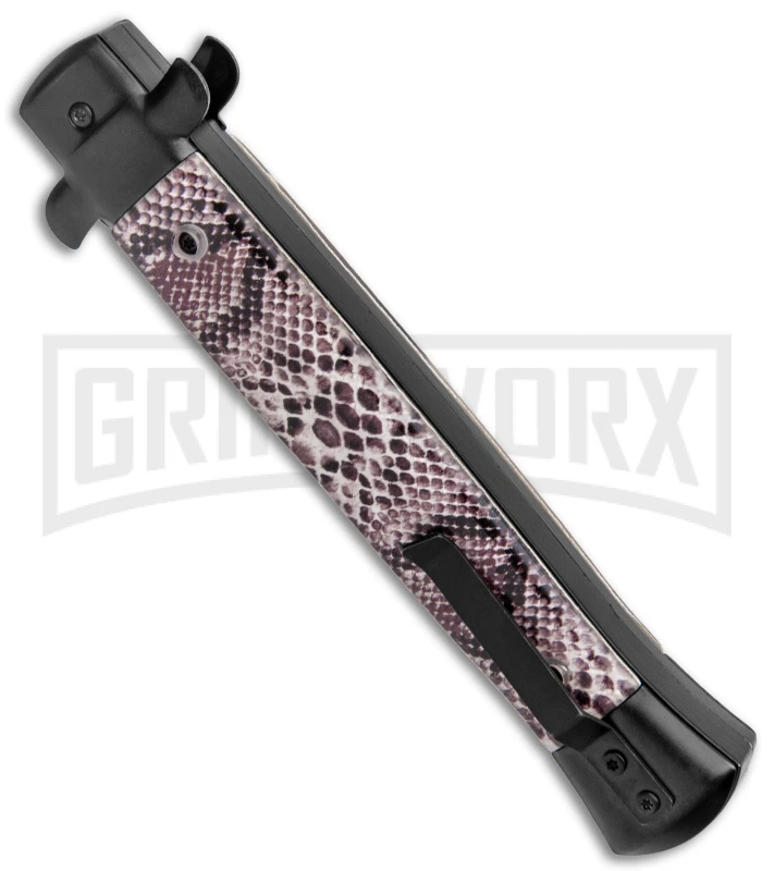 Mago 11" Sidewinder Italian Stiletto Black OTF Automatic Knife - Satin Plain 5 Mago 11" Sidewinder Italian Stiletto Black OTF Automatic Knife - Satin Plain - Image 3