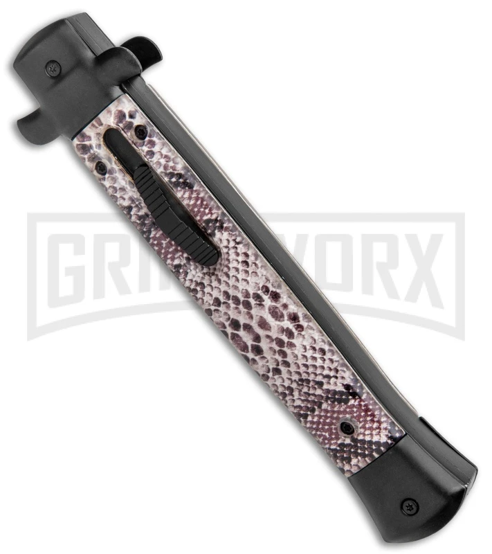 Mago 11" Sidewinder Italian Stiletto Black OTF Automatic Knife - Satin Plain 4 Mago 11" Sidewinder Italian Stiletto Black OTF Automatic Knife - Satin Plain - Image 2