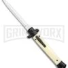 Mago 11" Sim Ivory/Black Italian Stiletto OTF Automatic Knife - Dagger Satin -Grindworx Mago 11in Sim Ivory Black Italian Stiletto OTF Auto Satin Dagger GX 36380 jr large