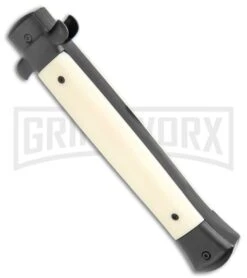 Mago 11" Sim Ivory/Black Italian Stiletto OTF Automatic Knife - Dagger Satin -Grindworx Mago 11in Sim Ivory Black Italian Stiletto OTF Auto Satin Dagger GX 36380 jr side large