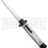 Mago Italian Stiletto OTF Auto White Marble/Black Bolsters Dagger W/ Clip -Grindworx Mago 11in White Marble Italian Stiletto OTF Auto Black Bolsters Satin Dagger GX 37601 jr large