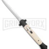 Mago 13" Sim Ivory D/A Italian Stiletto OTF Knife - Satin Plain Bayo -Grindworx Mago 13in Sim Ivory DA Italian Stiletto OTF Satin Bayo GX 39630 jr large