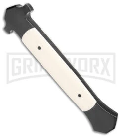 Mago 13" Sim Ivory D/A Italian Stiletto OTF Knife - Satin Plain Bayo -Grindworx Mago 13in Sim Ivory DA Italian Stiletto OTF Satin Bayo GX 39630 jr side large