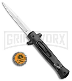 Mago 9" Black Marble Italian Stiletto OTF Automatic Knife - Satin Plain 11 Mago 9" Black Marble Italian Stiletto OTF Automatic Knife - Satin Plain -Grindworx Mago 9in Black Marble Italian Stiletto OTF Black Bolsters Bayo Satin GX 33929 jr bottlecap large
