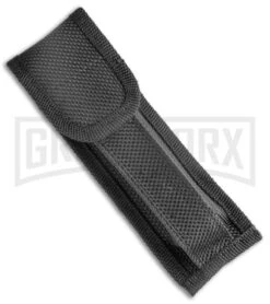 Mago 9" Black Smoke Abyss Italian Stiletto OTF Automatic Knife - Satin Plain -Grindworx Mago 9in Black Smoke Abyss Italian Stiletto OTF Auto Satin GX 36247 jr sheath large