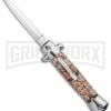 Mago 9" Diamondback Italian Dagger OTF Automatic Knife - Satin Plain -Grindworx Mago 9in Diamondback Italian Dagger OTF Auto Satin GX 37089 jr large