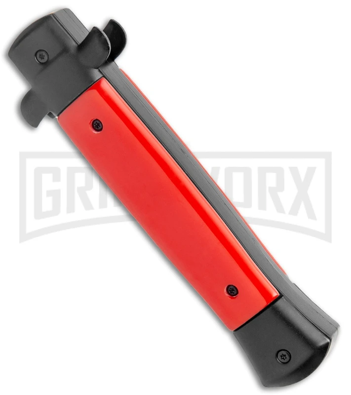 Mago 9" Red Bayonet Italian Stiletto OTF Automatic Knife - Satin Plain 5 Mago 9" Red Bayonet Italian Stiletto OTF Automatic Knife - Satin Plain - Image 3