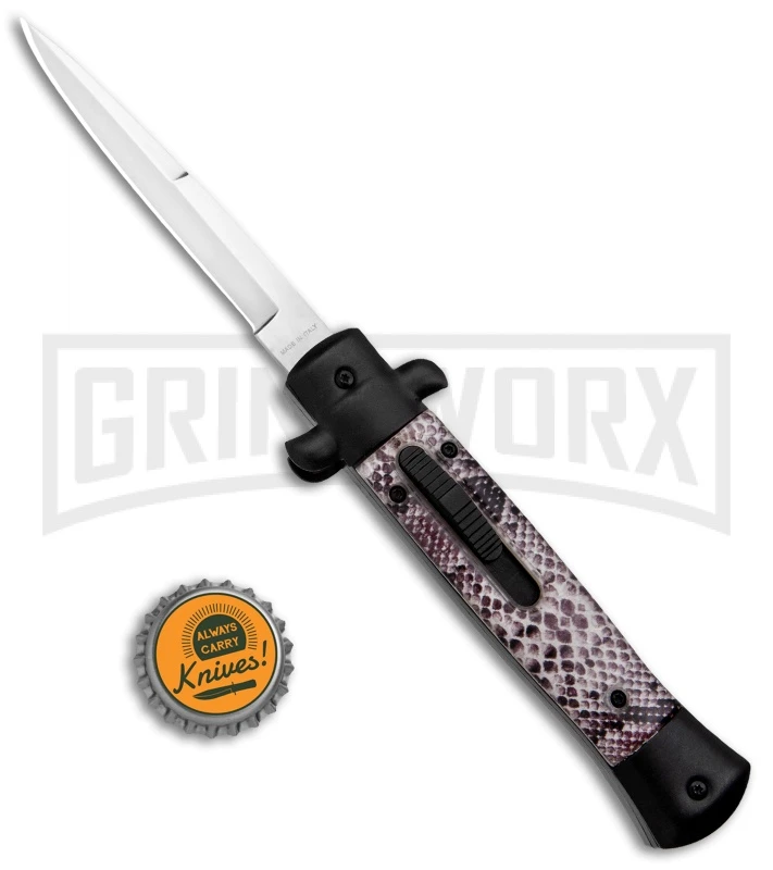 Mago 9" Sidewinder Italian Stiletto OTF Auto Knife Black - Bayonet Satin Plain 7 Mago 9" Sidewinder Italian Stiletto OTF Auto Knife Black - Bayonet Satin Plain - Image 5