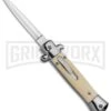 Mago 9" Sim Ivory Italian Stiletto OTF Automatic Knife - Satin Plain Dagg -Grindworx Mago 9in Sim Ivory Italian Stiletto OTF Auto Satin Bayo GX 37053 jr large