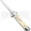 Mago 9" Sim Ivory Italian Stiletto OTF Auto Knife - Satin Bayonet W/o Clip -Grindworx Mago 9in Sim Ivory Italian Stiletto OTF Satin Bayo without Clip GX 38929 jr large