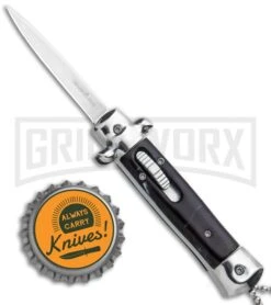 Mago 4.75" Mini Stiletto OTF Automatic Knife - Black Marble -Grindworx Mago Mini OTF Stiletto Black GX 34270 jr bottlecap large