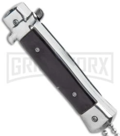 Mago 4.75" Mini Stiletto OTF Automatic Knife - Black Marble -Grindworx Mago Mini OTF Stiletto Black GX 34270 jr side large