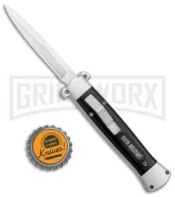 NATO OTF Black & Silver Bayonet Knife (3" Satin) 11 NATO OTF Black & Silver Bayonet Knife (3" Satin) -Grindworx NATO OTF Black and Silver Bayo Satin GX 37388 jr bottlecap large