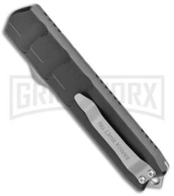 No Limit Knives Aardvark Black OTF Automatic Knife Black - Satin Plain -Grindworx No Limit Knives Aardvark DA OTF Auto Black Satin BHQ 102504 jr side large