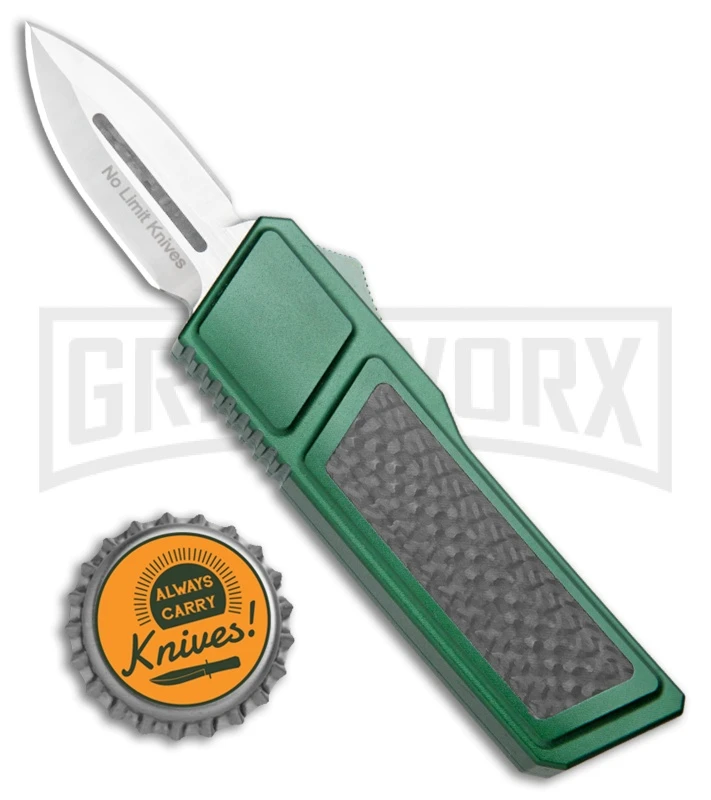 No Limit Knives Akuma OTF Automatic Knife Green Carbon Fiber - Satin Plain 6 No Limit Knives Akuma OTF Automatic Knife Green Carbon Fiber - Satin Plain - Image 4