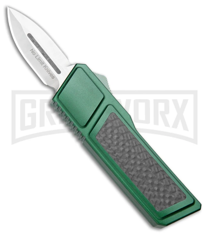 No Limit Knives Akuma OTF Automatic Knife Green Carbon Fiber - Satin Plain 3 No Limit Knives Akuma OTF Automatic Knife Green Carbon Fiber - Satin Plain
