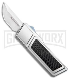 No Limit Knives Akuma OTF Automatic Knife Silver Carbon Fiber - Satin Plain