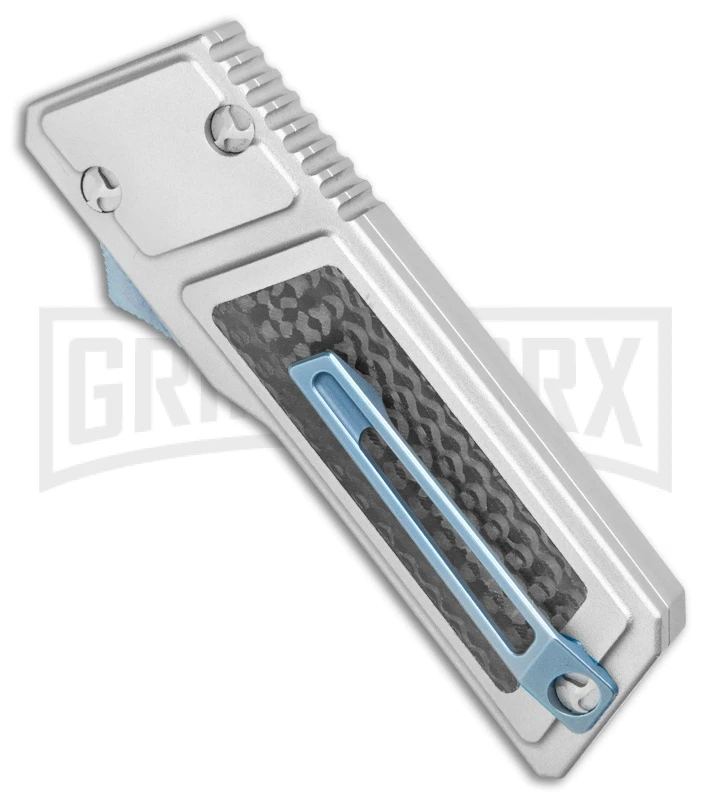 No Limit Knives Akuma OTF Automatic Knife Silver Carbon Fiber - Satin Plain 5 No Limit Knives Akuma OTF Automatic Knife Silver Carbon Fiber - Satin Plain - Image 3