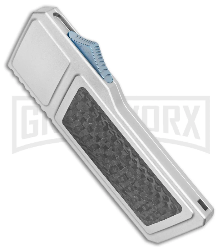 No Limit Knives Akuma OTF Automatic Knife Silver Carbon Fiber - Satin Plain 4 No Limit Knives Akuma OTF Automatic Knife Silver Carbon Fiber - Satin Plain - Image 2