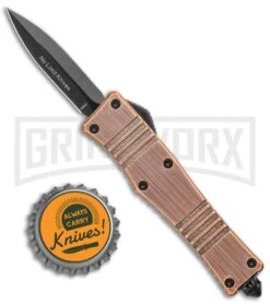 No Limit Knives Cali-Legal OTF Automatic Knife Bronze - Dagger Black -Grindworx No Limit Knives Cali Legal OTF Auto Bronze Dagger Black GX 34303 jr bottlecap 2 large