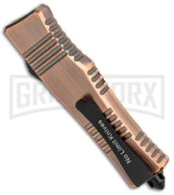 No Limit Knives Cali-Legal OTF Automatic Knife Bronze - Dagger Black -Grindworx No Limit Knives Cali Legal OTF Auto Bronze Dagger Black GX 34303 jr side 2 large