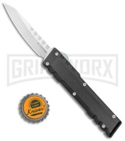 No Limit Knives Mungos Black OTF Automatic Knife - Satin Plain -Grindworx No Limit Knives Mungos DA OTF Auto Black Satin BHQ 102501 jr bottlecap large