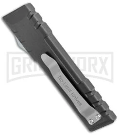 No Limit Knives Mungos Black OTF Automatic Knife - Satin Plain -Grindworx No Limit Knives Mungos DA OTF Auto Black Satin BHQ 102501 jr side large