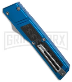 No Limit Knives Vespa Ripper Blue/ CF Inlay OTF Tanto Knife - Satin 8 No Limit Knives Vespa Ripper Blue/ CF Inlay OTF Tanto Knife - Satin -Grindworx No Limit Knives Vespa Ripper Blue CF Inlay OTF Tanto Knife Satin GX 36590 hd side large