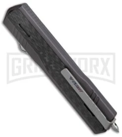 No Limit Night Stalker Gray OTF Automatic Knife - Satin Plain CPM-S90V -Grindworx No Limit Night Stalker Gray OTF Auto Satin GX 37066 jr side large