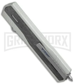 No Limit Night Stalker Silver OTF Automatic Knife - Satin Plain S90V -Grindworx No Limit Night Stalker Silver OTF Auto DP Satin GX 38067 jr side 1 large