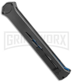Paragon Estiletto Black Bolt Automatic OTF Knife - Blue Tanto -Grindworx Paragon Estiletto Tanto OTF Auto Black Lightning Bolt Blue Serr EST T LB B CBLU BHQ 103600 jr side large