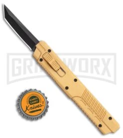 Firecracker XL Gold DA/OTF Automatic Knife - Tanto Black Plain 9 Firecracker XL Gold DA/OTF Automatic Knife - Tanto Black Plain -Grindworx Pocket Clip Gold DA OTF Auto Black Tanto 27065GD GX 35602 jr bottlecap large