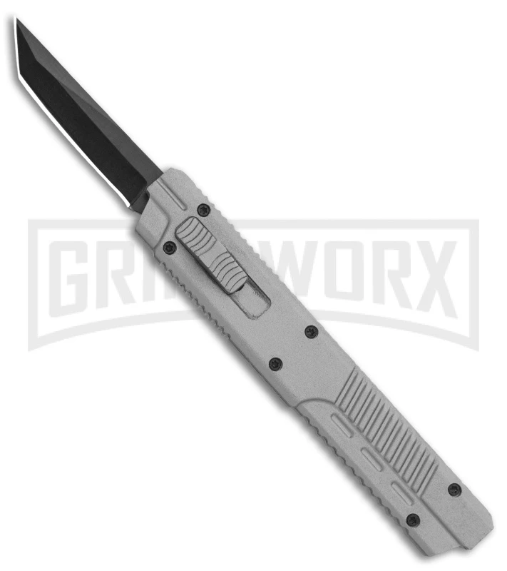 Firecracker XL Gray DA/OTF Automatic Knife - Tanto Black Plain 3 Firecracker XL Gray DA/OTF Automatic Knife - Tanto Black Plain