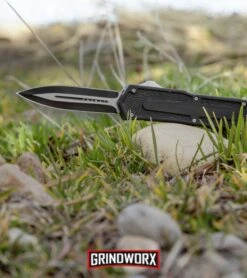 Reaver Dagger D/A OTF Automatic Knife - Black Plain -Grindworx Reaver Dagger DA OTF Auto Black 87317 BP 17867 jr lifestyle large