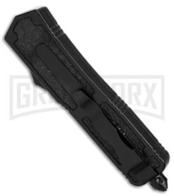 Rumble Black D/A OTF Automatic Knife - Dagger Black Plain -Grindworx Rumble Black DA OTF AK Dagger Black Plain GX 7691 td side large