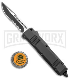 Switchblade Systems Ultro Black D/A OTF Automatic Knife - Black Serr -Grindworx Rumble Black DA OTF Auto Black Serr GX 36978 jr bottlecap large