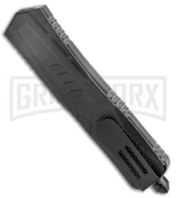 Rumble Black D/A OTF Automatic Knife - Dagger ( Black 2-tone Plain) -Grindworx Rumble Black DA OTF Auto Dagger TT GX 38008 jr side large