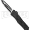 Rumble Black D/A OTF Automatic Knife Diamond Grid Pattern - Dagger, 2 Tone -Grindworx Rumble Black DA OTF Auto Diamond Grid Pattern Dagger TT GX 38109 jr large