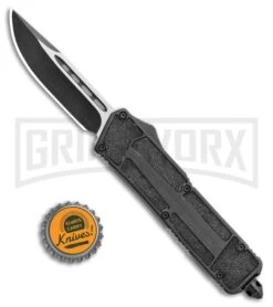 Rumble Black D/A OTF Automatic Knife W/ Fuller - Two-Tone Plain -Grindworx Rumble Black DA OTF Auto Fuller TT Plain GX 23761 jr bottlecap large