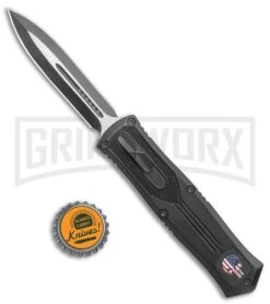 Rumble Black D/A OTF Auto Knife, RWB Skull - Dagger 2 Tone Plain -Grindworx Rumble Black DA OTF Auto RWB Skull Dagger TT GX 38193 jr bottlecap large